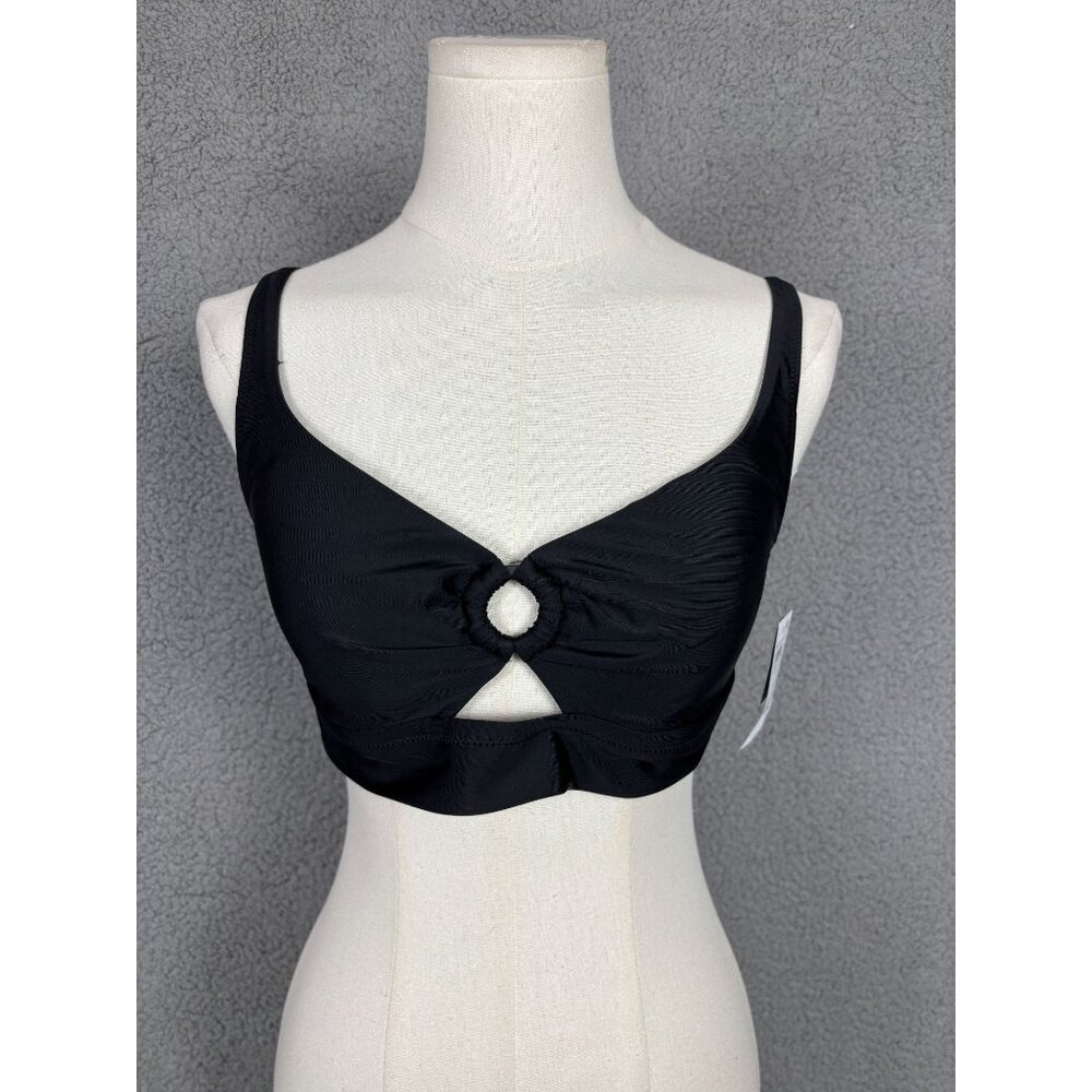 Bar III Women Resort Solids Keyhole Bikini Top Crossover Black Size Large NWT's.